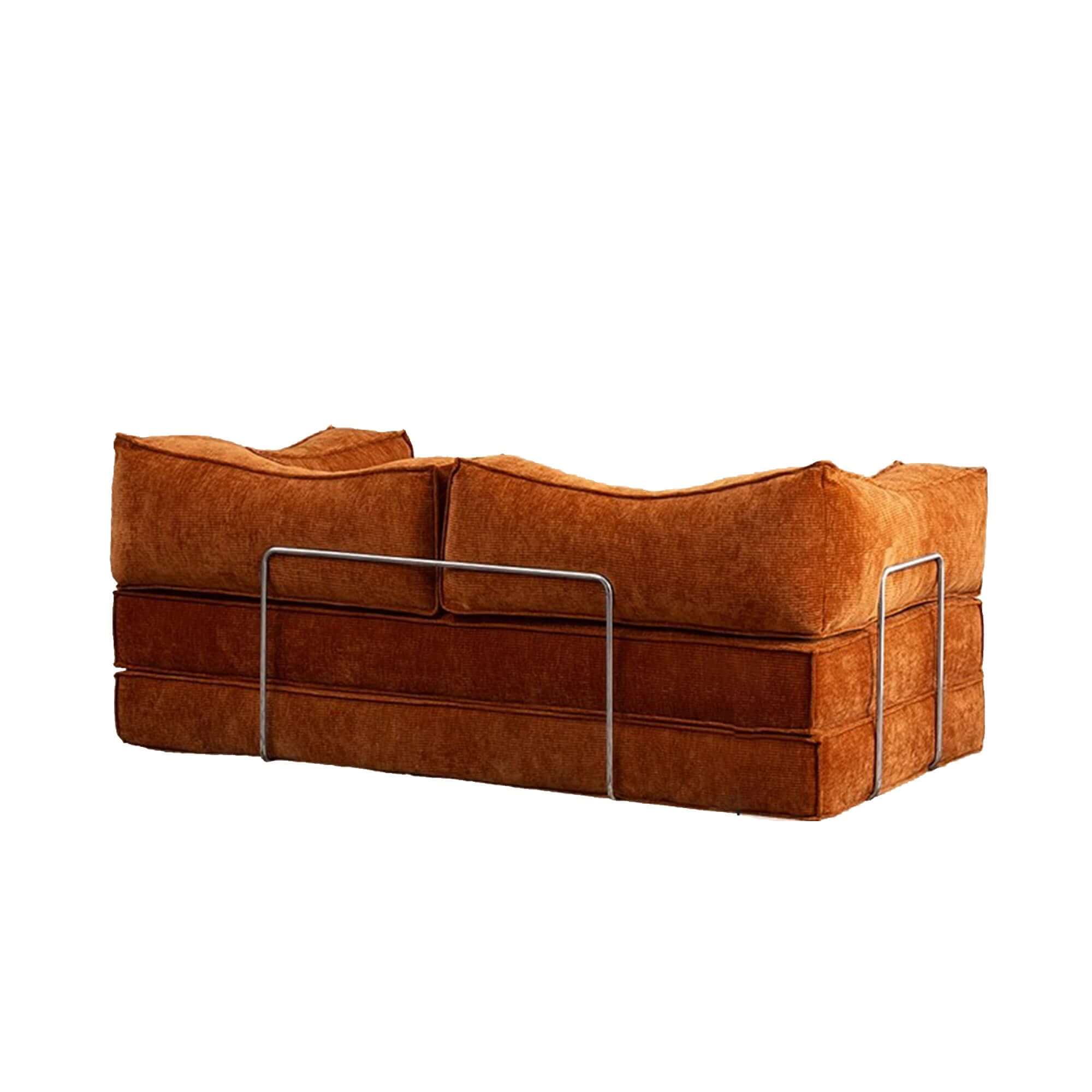 Compressed sofa bed with corduroy fabric and three stainless steel frames, DIY couch design