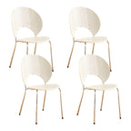 Stackable Scandinavian style dining chair with plastic seat, acrylic back, and silver legs