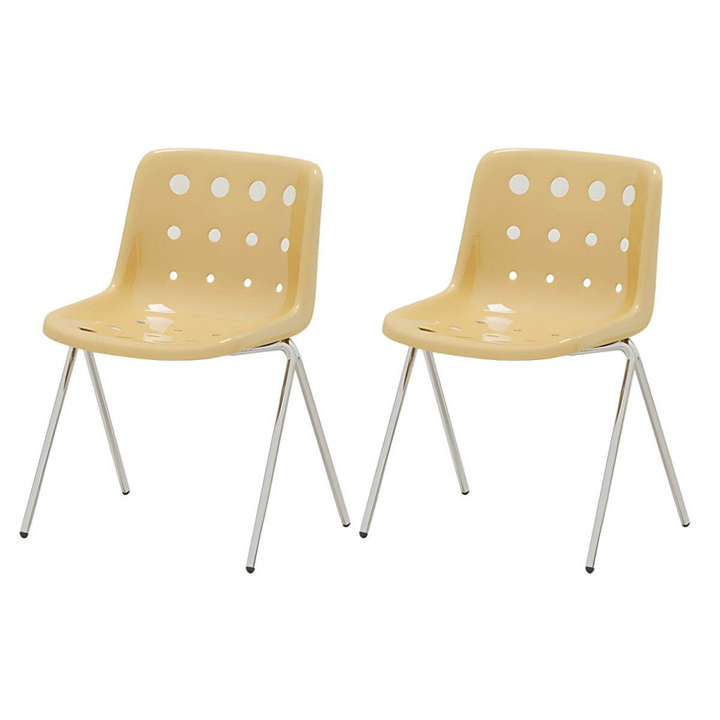 Stackable Scandinavian plastic and acrylic side chair with low back for dining