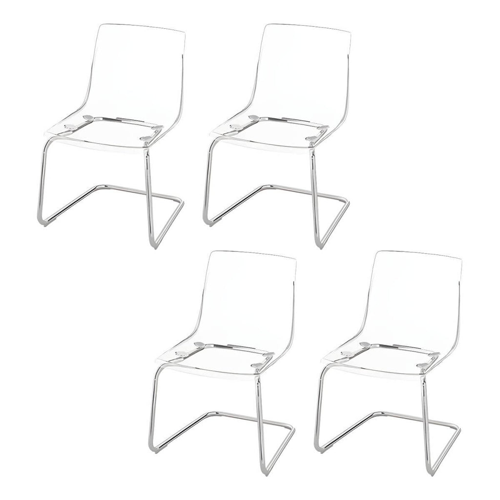 Scandinavian style low back side chair made of plastic and acrylic, ideal for kitchen and dining areas