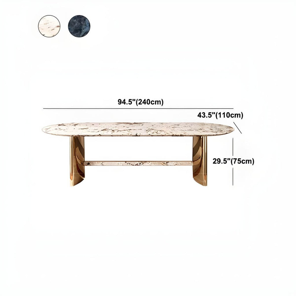 Oval marble dining table with traditional luxury design for home dining rooms