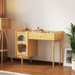 Wooden Makeup Vanity Practical Dressing Table with 1 Drawer & 1 Cabinet