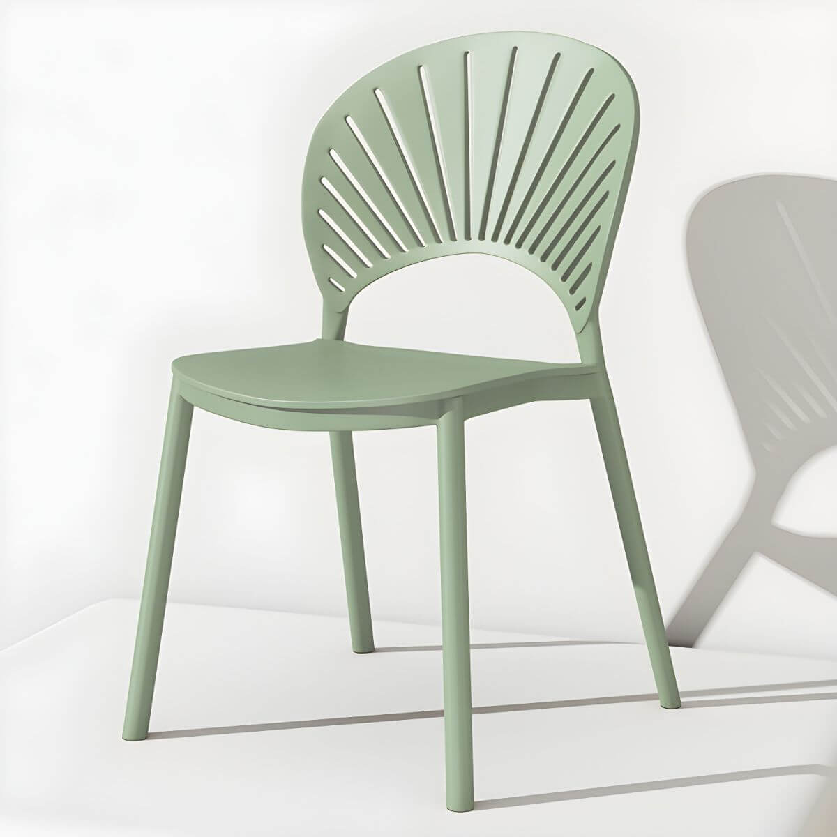 Scandinavian style plastic and acrylic side chair with low back for kitchen and dining