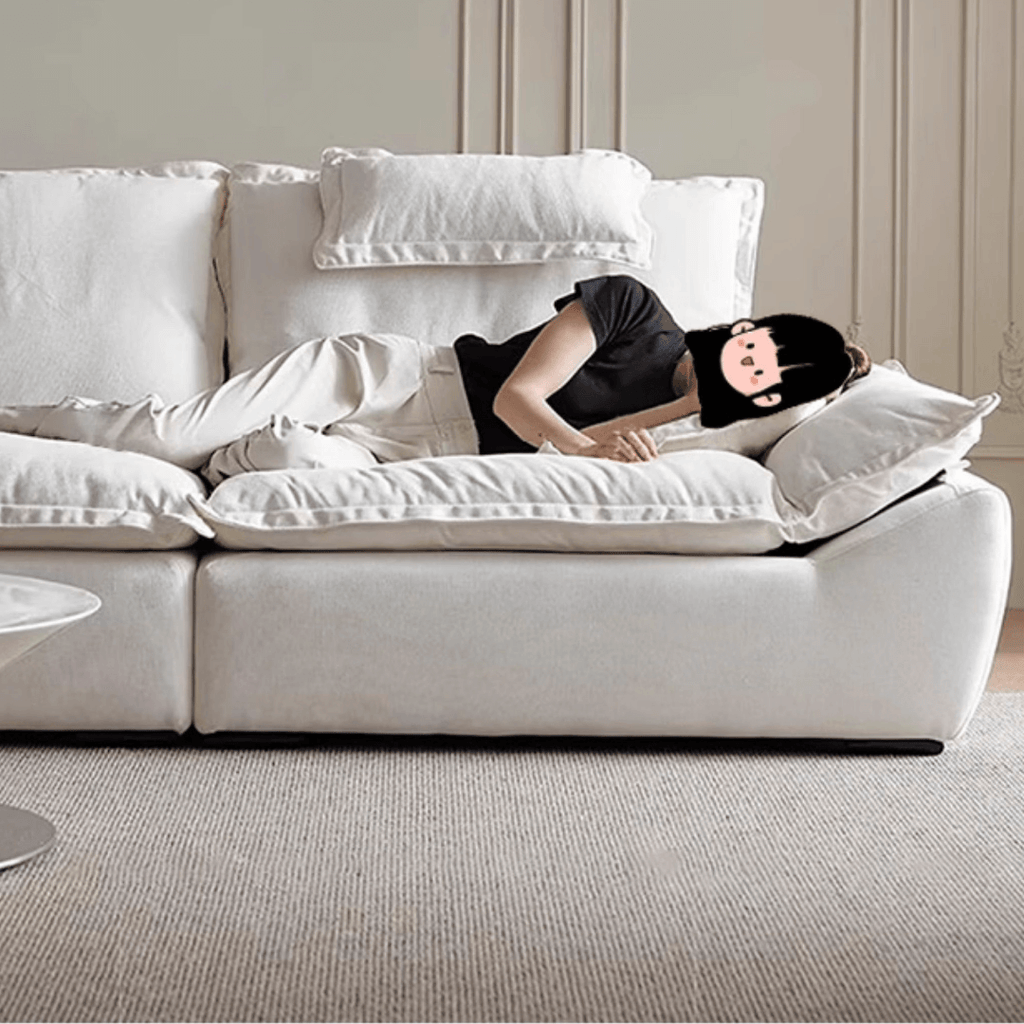 Ultra wide deep cream sailboat sofa with luxury modern minimalist design