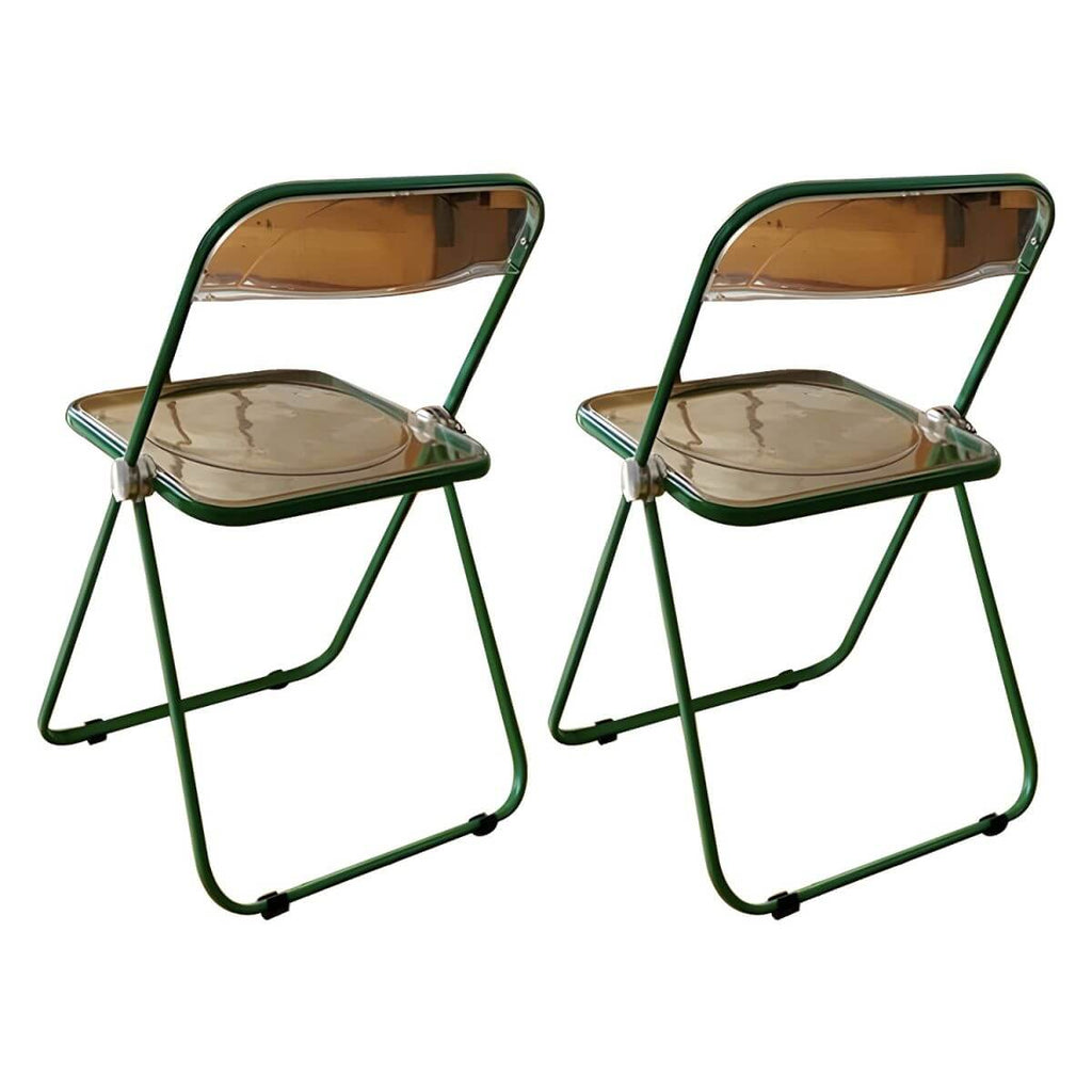 Contemporary acrylic folding armless chair with open back, ideal for dining rooms