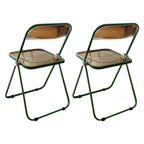 Contemporary acrylic folding armless chair with open back, ideal for dining rooms