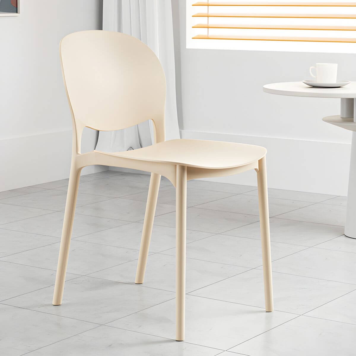 Stackable Nordic dining chair with acrylic legs and ergonomic backrest for modern dining rooms main product image Hauptbild