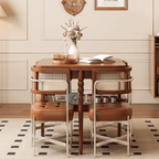 Scandinavian-inspired folding dining table with ample storage for stylish, space-saving home decor