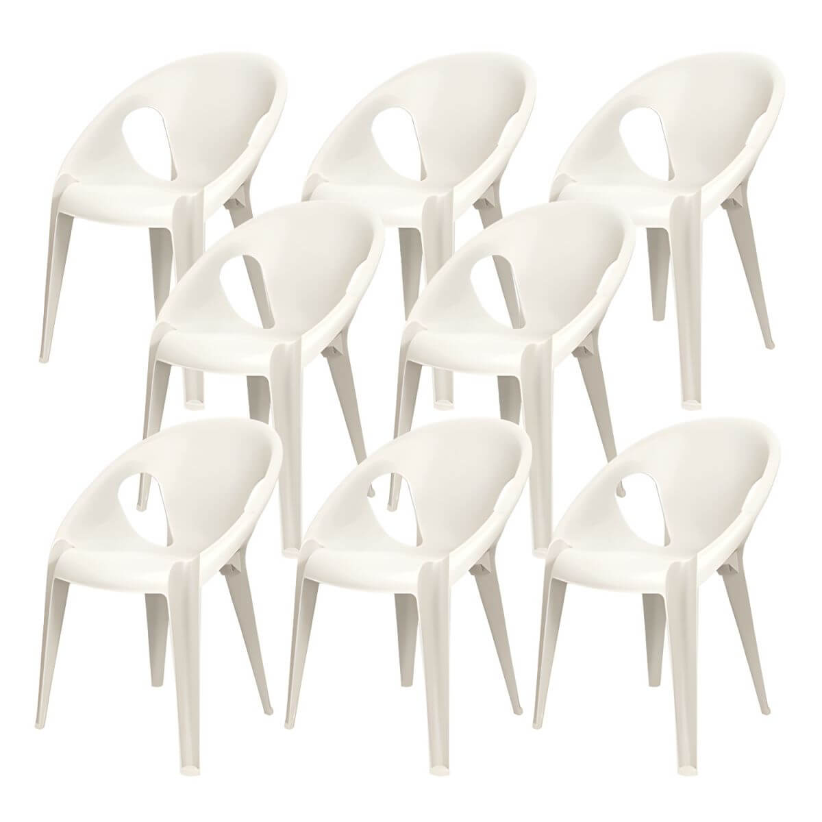 Stackable modern arm chair with open back made of plastic and acrylic for dining