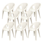 Stackable modern arm chair with open back made of plastic and acrylic for dining