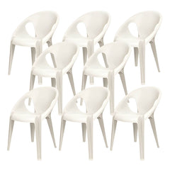 Stackable Modern Arm Chair with Open Back in Plastic & Acrylic Dining Chairs