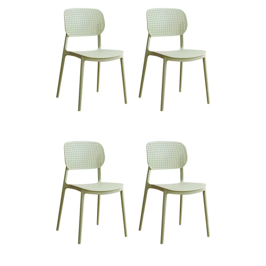 Stackable Scandinavian style plastic and acrylic side chair with low back for dining