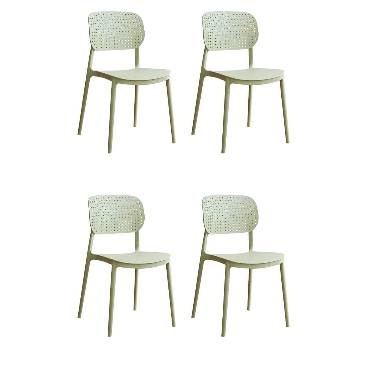 Stackable Scandinavian style plastic and acrylic side chair with low back for dining