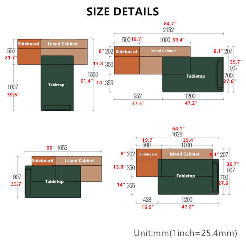 1.2M Multifunctional Rotating Island Table Set