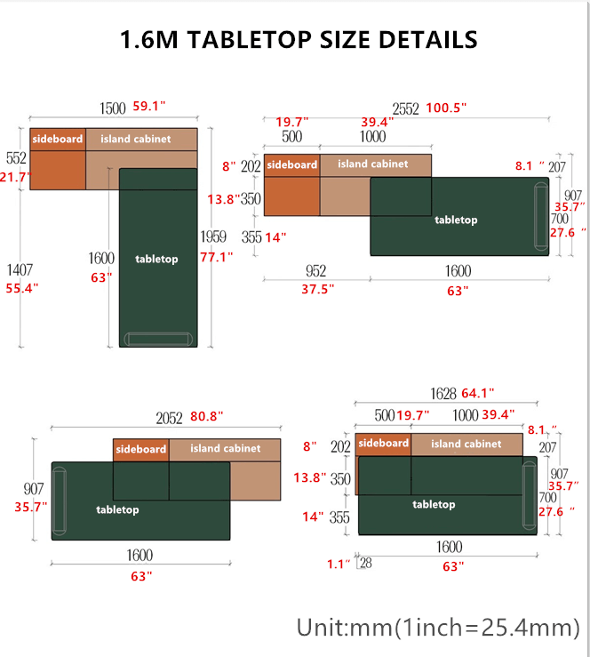 1.2M Multifunctional Rotating Island Table Set