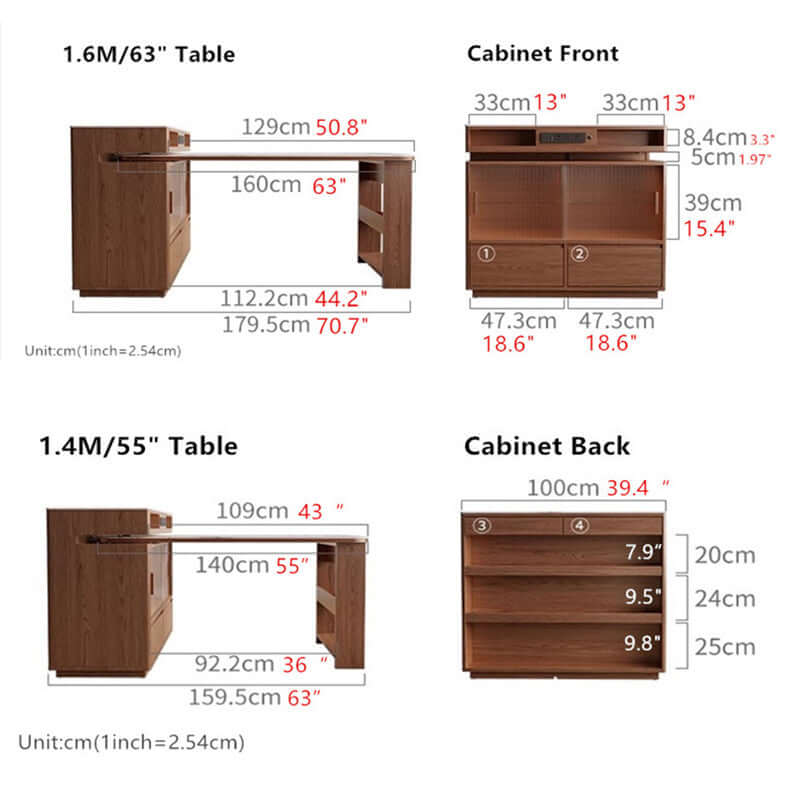 1.4M Solid Oak Island Table With Rotating Design - Walnut