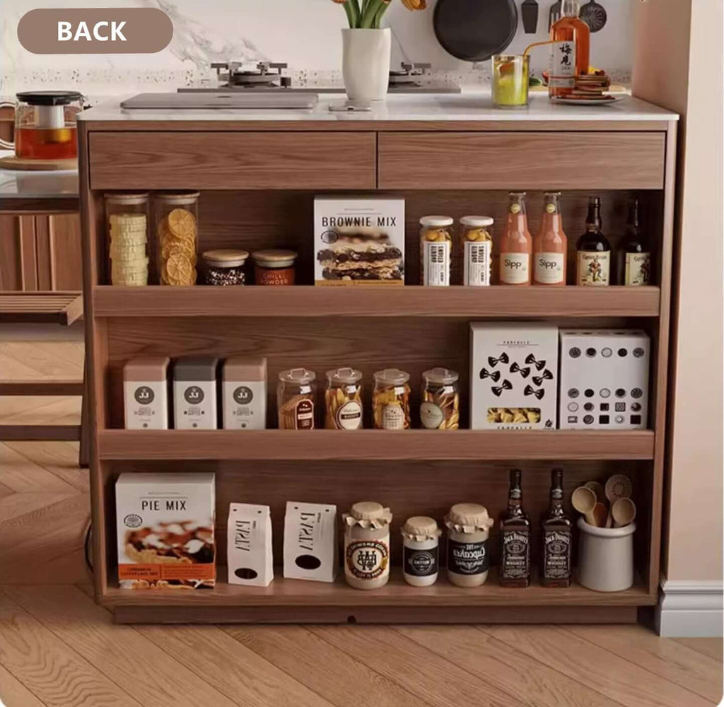 1.4M Solid Oak Island Table With Rotating Design - Walnut