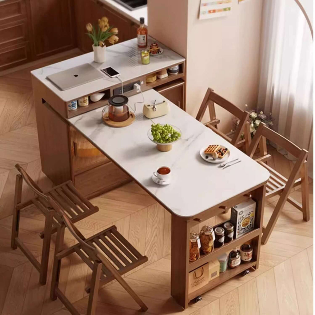 1.4M Solid Oak Island Table With Rotating Design - Walnut