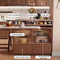 1.4M Solid Oak Island Table With Rotating Design - Walnut