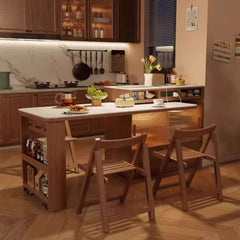 1.4M Solid Oak Island Table With Rotating Design - Walnut