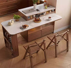 1.4M Solid Oak Island Table With Rotating Design - Walnut