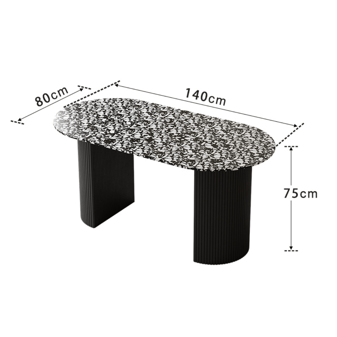 Modern black and white terrazzo dining table with sleek vintage design
