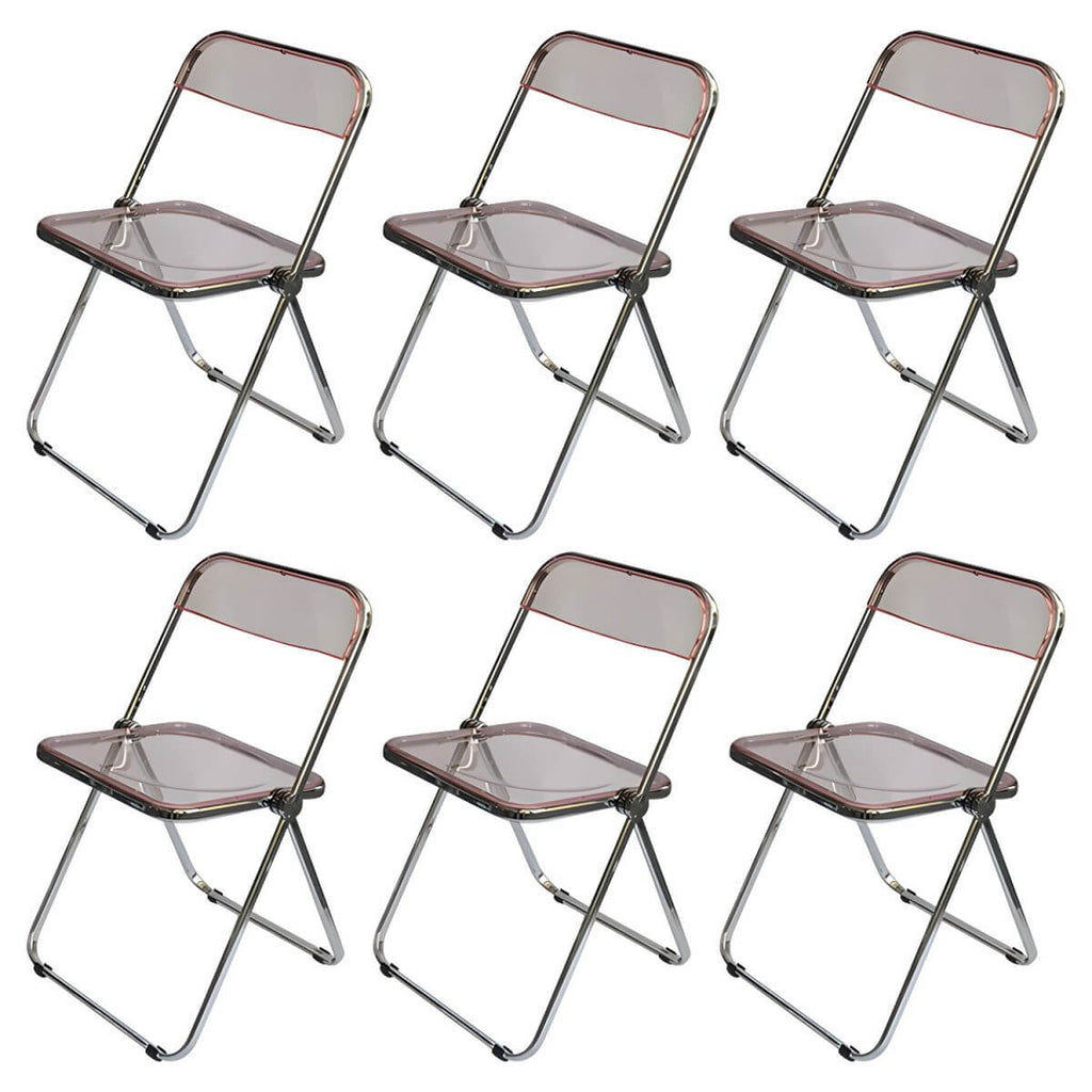 Contemporary acrylic folding armless chair with open back, ideal for dining rooms