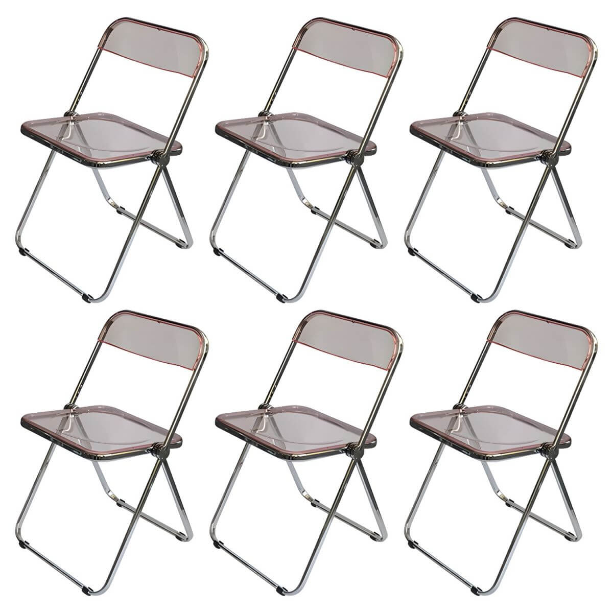 Contemporary acrylic folding armless chair with open back, ideal for dining rooms
