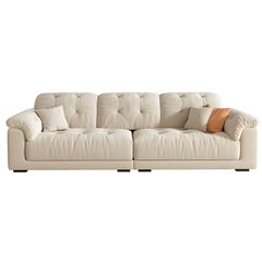Modern Beige Polyester Blend Sofa with Tufted Back and Pillow Top Arm Sofa