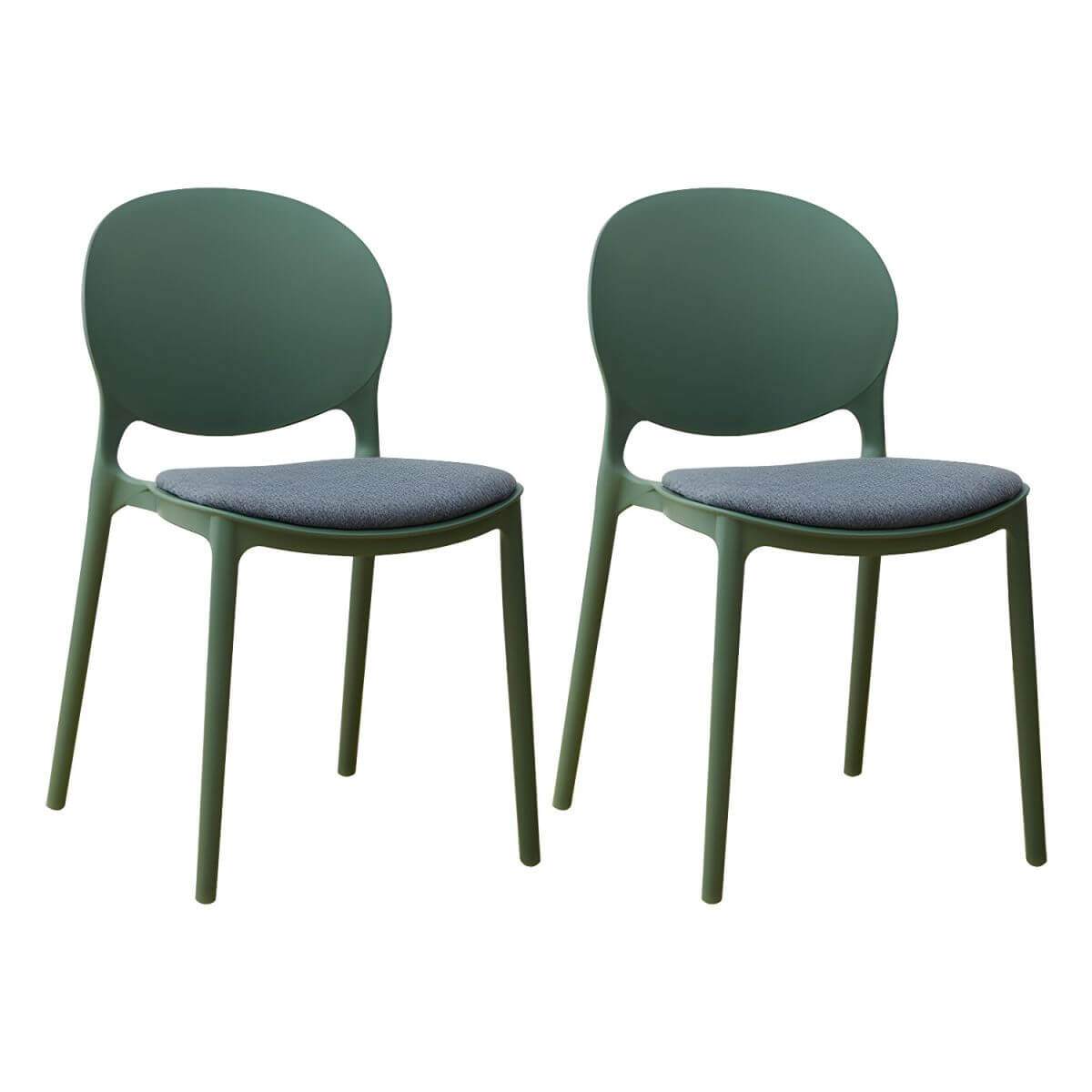 Scandinavian plastic dining chair with open back and four legs, ideal for home use