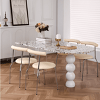 Half-elliptical terrazzo dining table with multicolor mosaic design, durable and stylish