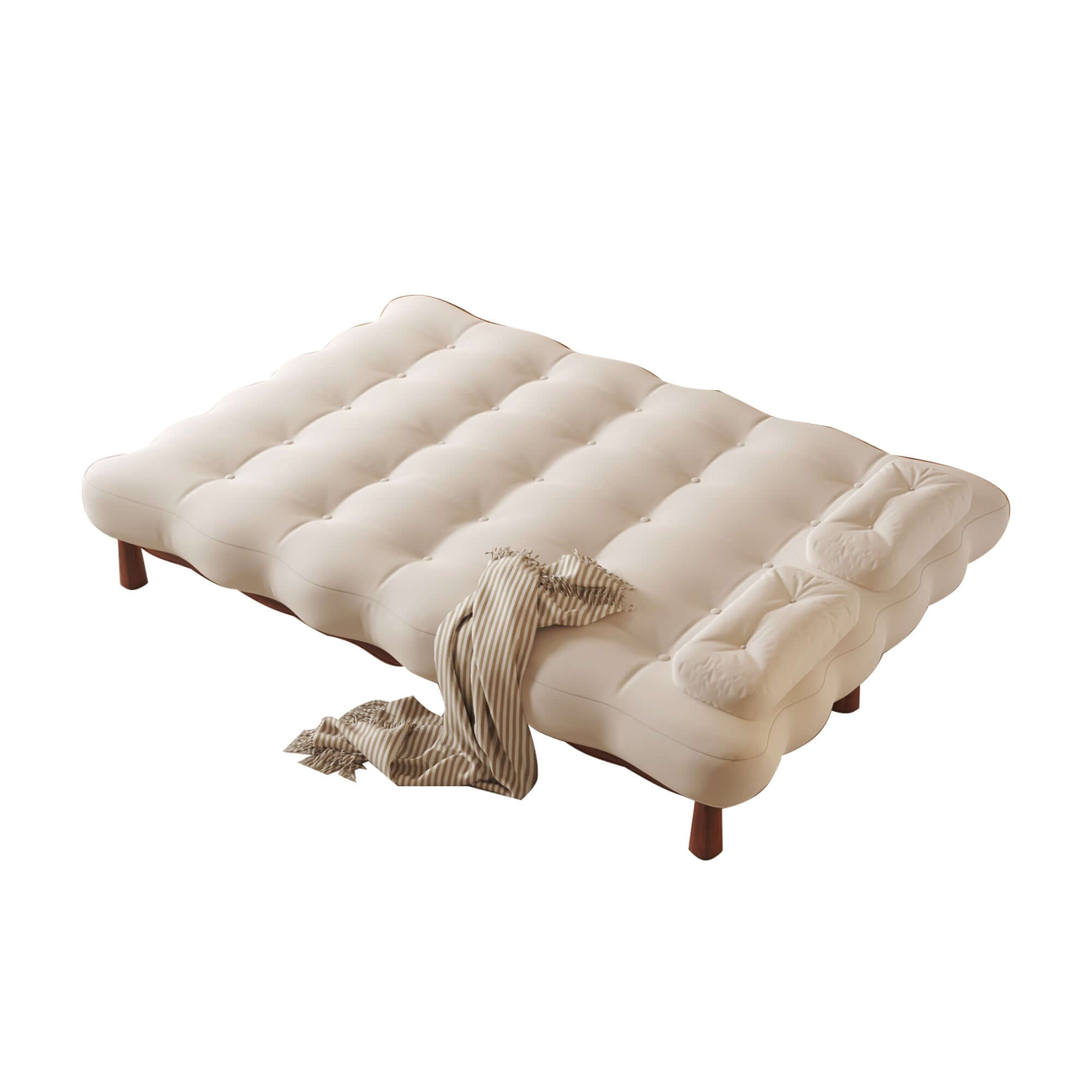 Beige modern convertible sleeper sofa bed with romantic design, perfect for small spaces