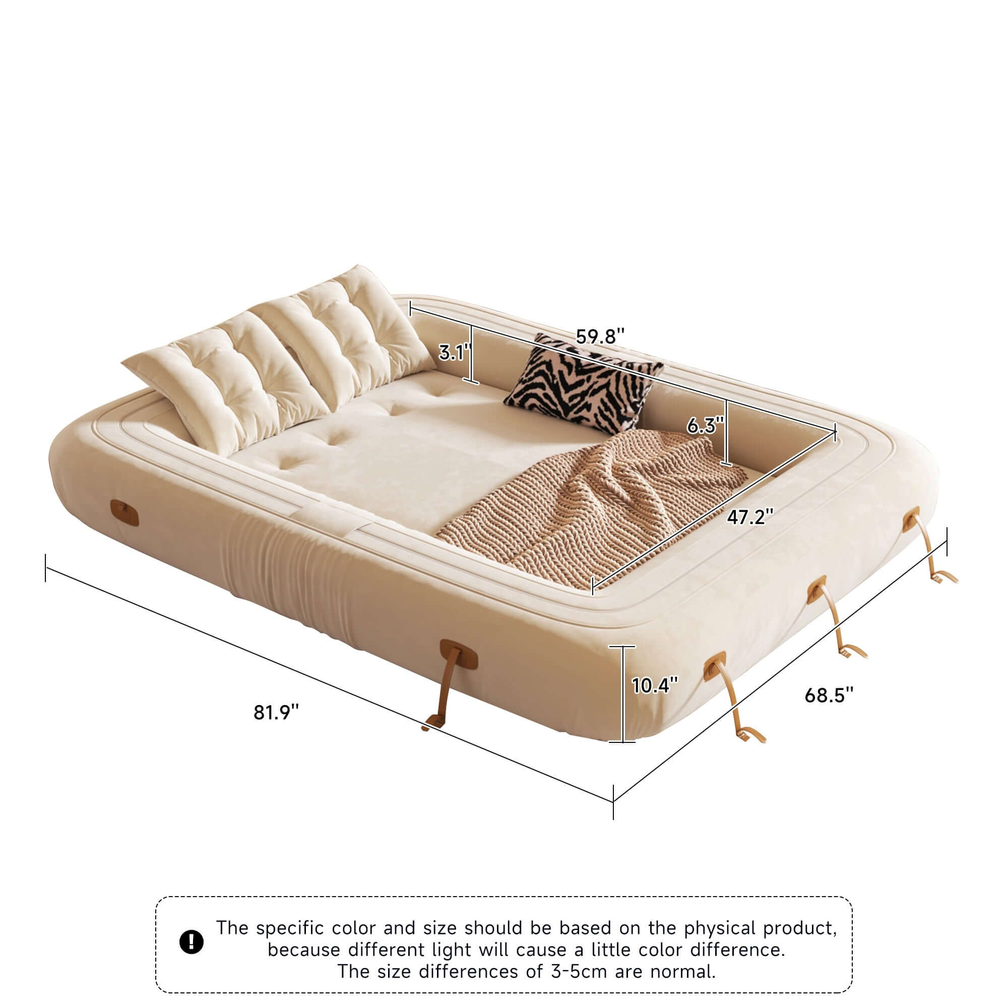 Velvet folding floor sleeper sofa bed with pet-friendly bean bag style design