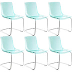 Scandinavian style plastic and acrylic dining side chair with silver legs, non-upholstered design