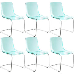 Scandinavian Style Plastic & Acrylic Side Chair Silver Legs Non-Upholstered Chair Dining Chairs