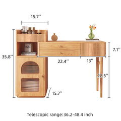Wooden Makeup Dressing Table with Open Storage Space & Drawers & Cabinet