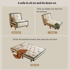 Convertible Armless Sleeper Sofa Bed Single Chair with Solid Wood Legs