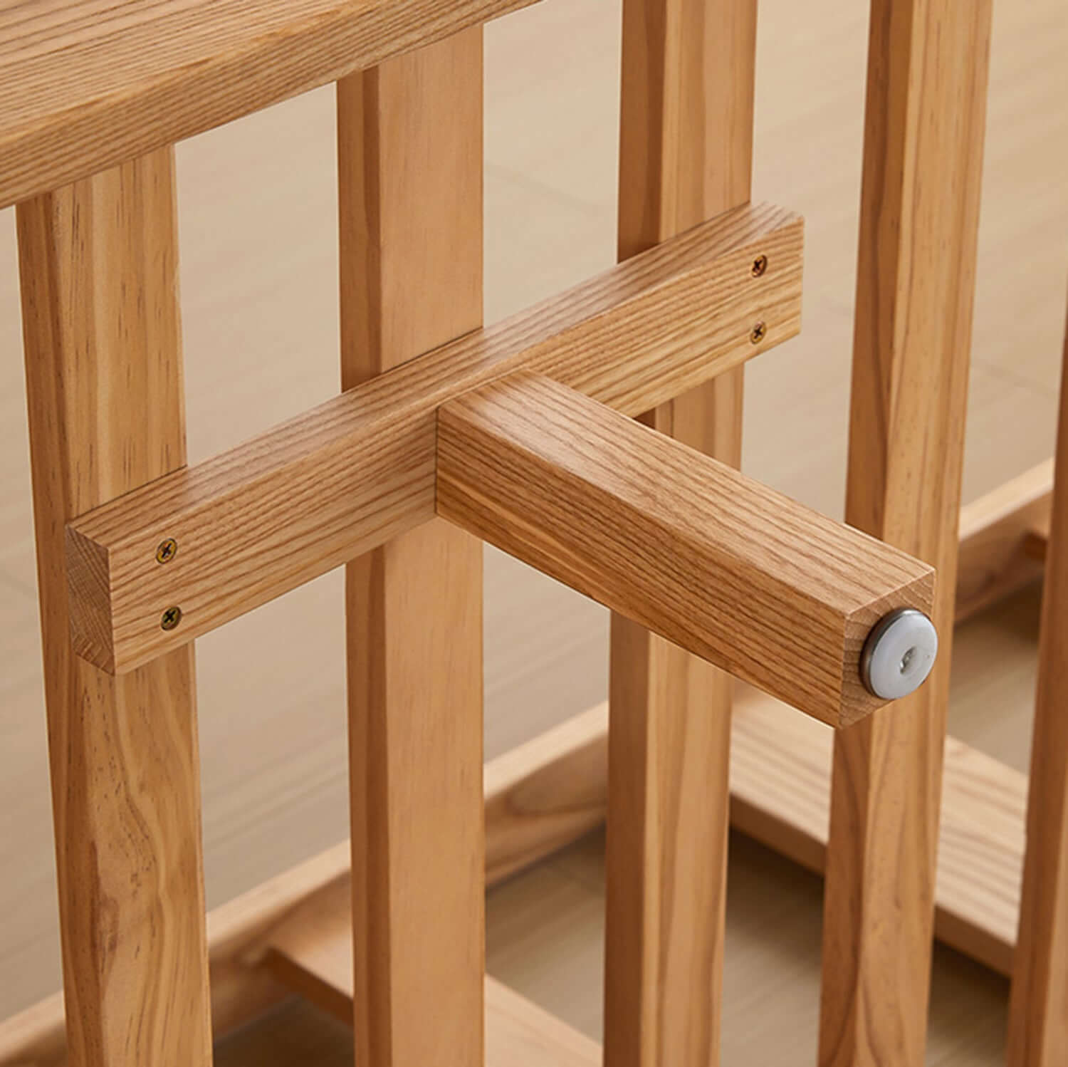 Japandi style solid ash wood sofa upholstered in cotton linen, corduroy, and cat-scratch fabric