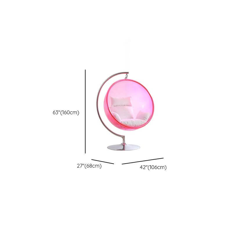 Blue and ruby transparent porch swing with alloy stand, cushions, and chain