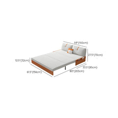 Modern Orange Polyester Blend Sleeper Sofa with Steel Frame and Casters Futons