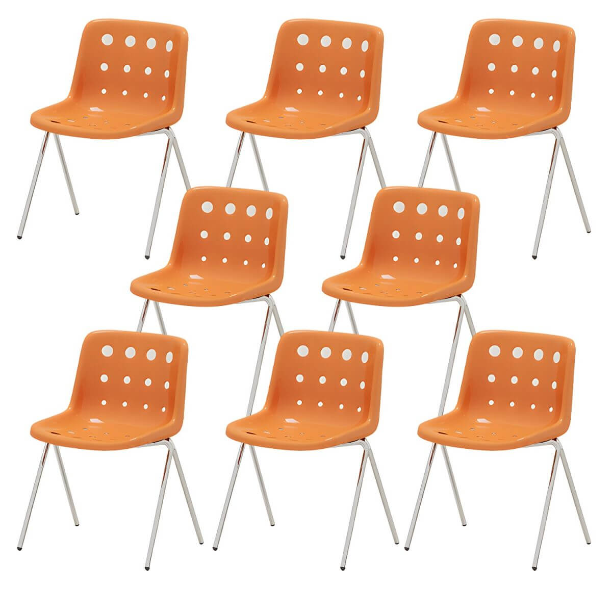 Stackable Scandinavian plastic and acrylic side chair with low back for dining