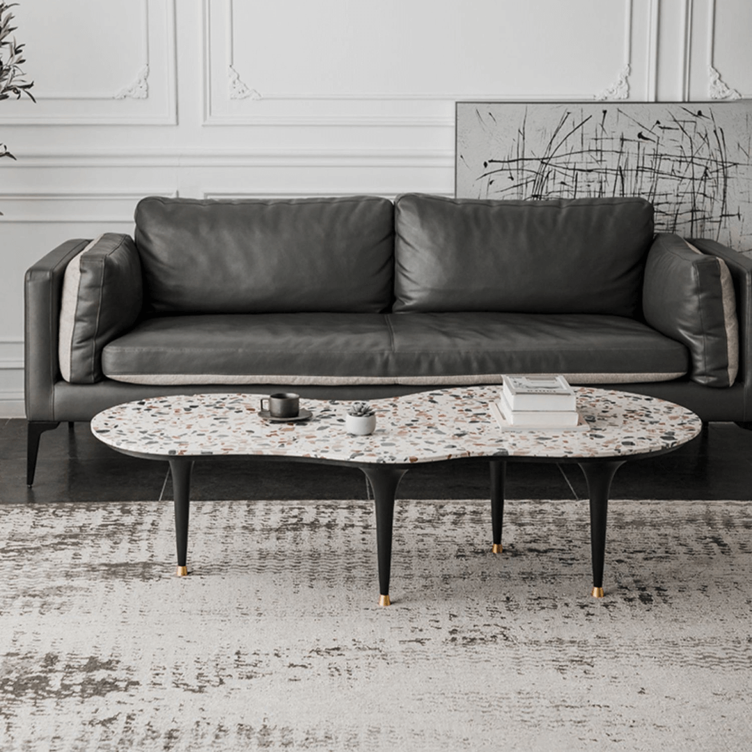 Terrazzo coffee table with contemporary design, perfect for small homes and chic office spaces