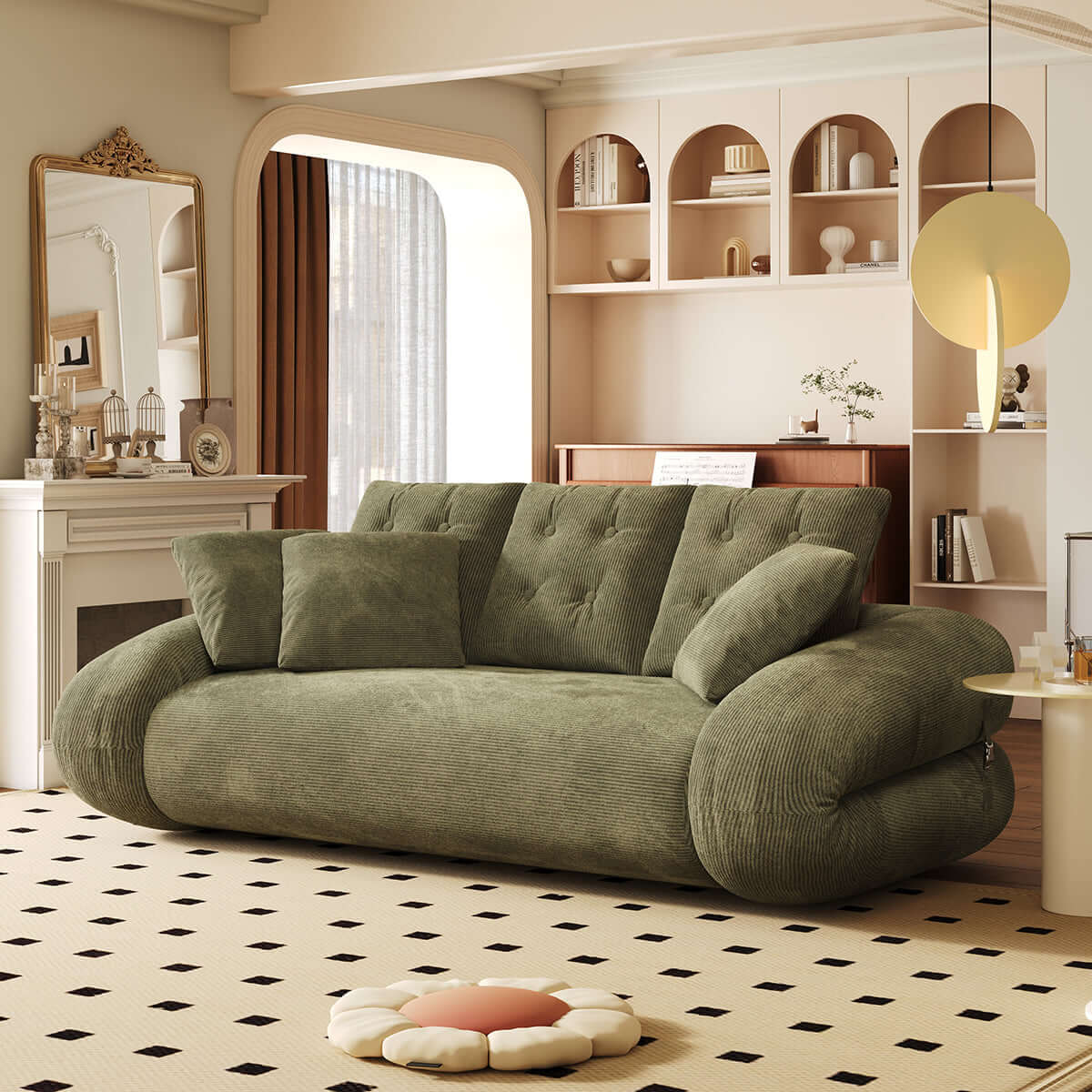 Cocochairs Corduroy Folding Sofa Bed – Pet-Friendly Floor Couch for Pets & People