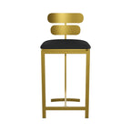 Set of four modern black PU leather counter stools with backrest for kitchen or breakfast bar