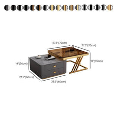 Square Steel Frame Modern Nesting Coffee Tables Set with Small Table, 2-Piece Collection Coffee Tables
