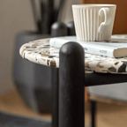 Contemporary terrazzo side table with unique patterns and easy maintenance