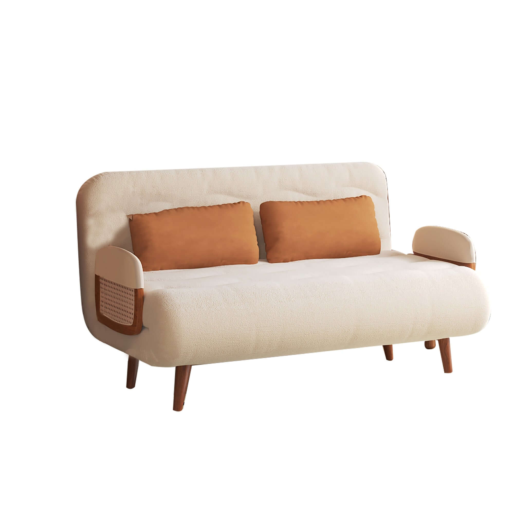 Beige 3-in-1 folding sofa bed with cotton and linen upholstery, convertible for versatile use