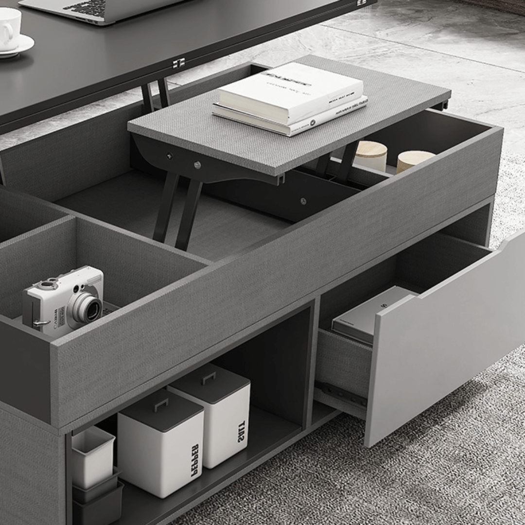 Practical and Chic Gray Lift Tables for Optimal Space Efficiency