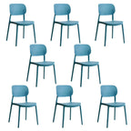 Stackable Scandinavian style plastic and acrylic side chair with low back for dining