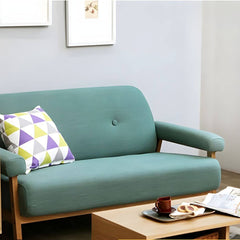 Scandinavian Style Small Size Sofa with Wood Frame in Solid Color - Black Faux Leather 52"L x 28"W x 29"H Sofa